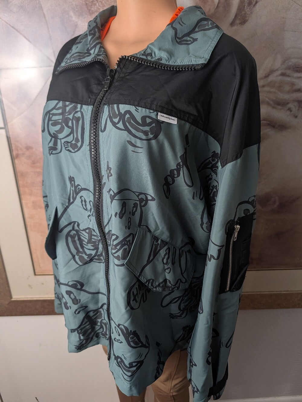 Rare LE TROTTOIR Character Doodle Colorblock Streetwear Jacket. Size M